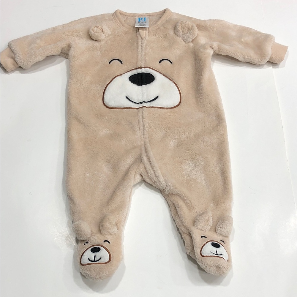 🐻 PJ Place Baby Bear Footie Onesie – Size 12 Months